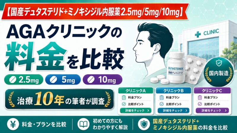 【国産デュタ+ミノキシジル】AGAクリニックの料金を比較｜口コミも治療10年の筆者が調査
