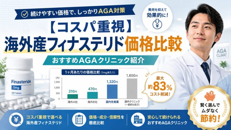 【コスパ重視】海外産フィナステリド価格比較｜おすすめAGAクリニック紹介