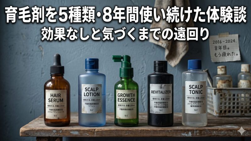 育毛剤を5種類・8年間使い続けた体験談｜効果なしと気づくまでの遠回り